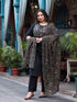Women Plus Size Black Pure Cotton Kurta Set With Dupatta
